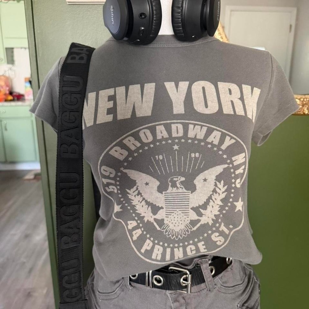 Grey and white Broadway NYC tee #Broadway brandy Melville rare graphic - Picture 2 of 4